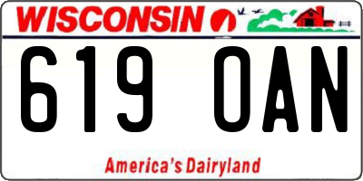 WI license plate 619OAN