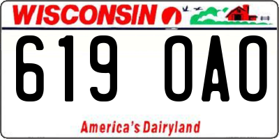 WI license plate 619OAO
