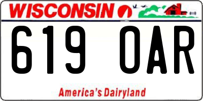 WI license plate 619OAR