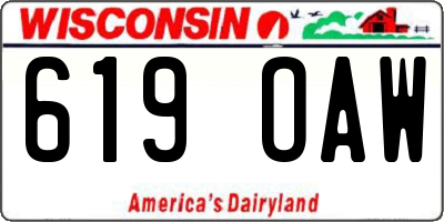 WI license plate 619OAW