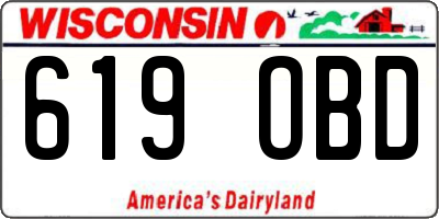 WI license plate 619OBD