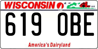 WI license plate 619OBE