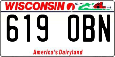 WI license plate 619OBN