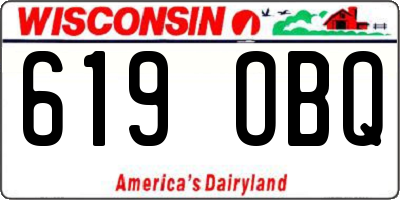 WI license plate 619OBQ
