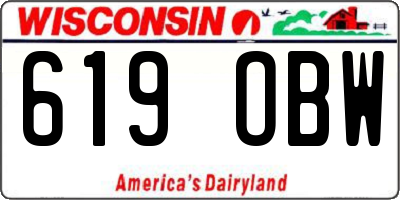 WI license plate 619OBW