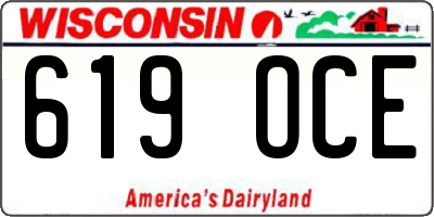WI license plate 619OCE