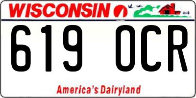 WI license plate 619OCR