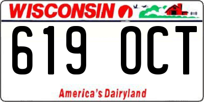 WI license plate 619OCT