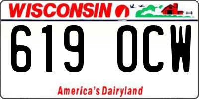 WI license plate 619OCW