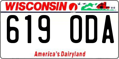 WI license plate 619ODA