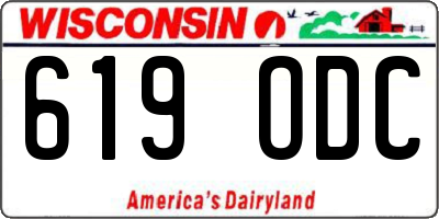 WI license plate 619ODC