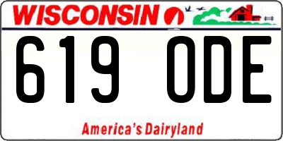 WI license plate 619ODE