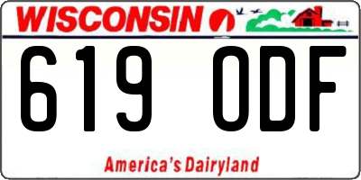 WI license plate 619ODF