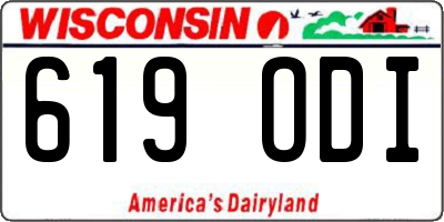 WI license plate 619ODI