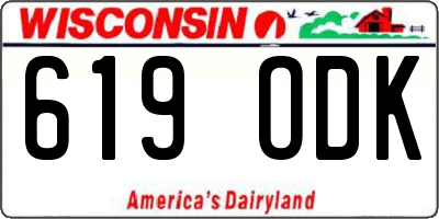 WI license plate 619ODK