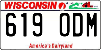 WI license plate 619ODM