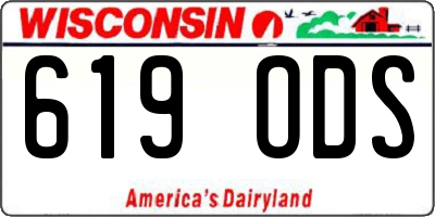 WI license plate 619ODS