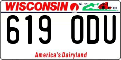 WI license plate 619ODU