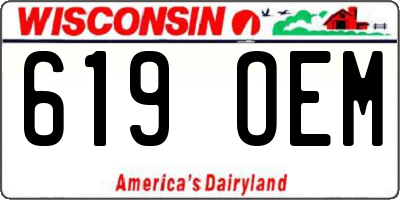 WI license plate 619OEM