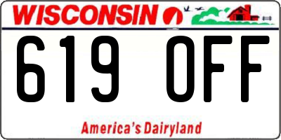 WI license plate 619OFF