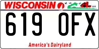 WI license plate 619OFX
