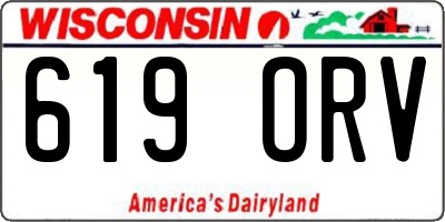 WI license plate 619ORV