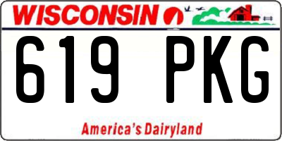WI license plate 619PKG