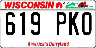 WI license plate 619PKO