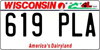 WI license plate 619PLA
