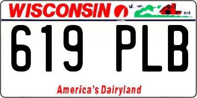 WI license plate 619PLB