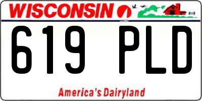 WI license plate 619PLD