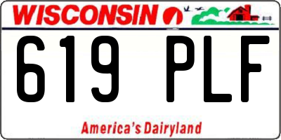 WI license plate 619PLF