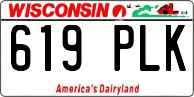 WI license plate 619PLK