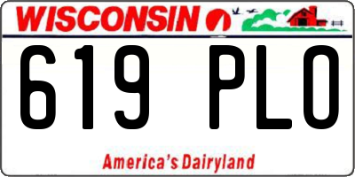 WI license plate 619PLO