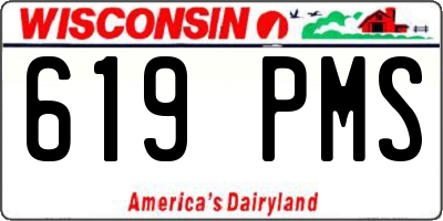 WI license plate 619PMS