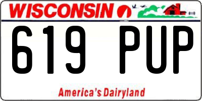 WI license plate 619PUP