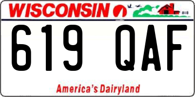 WI license plate 619QAF
