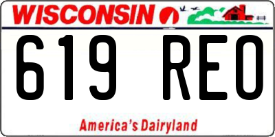 WI license plate 619REO