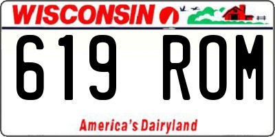 WI license plate 619ROM