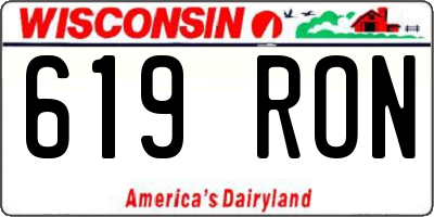 WI license plate 619RON