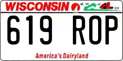 WI license plate 619ROP
