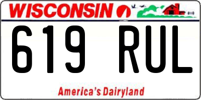 WI license plate 619RUL
