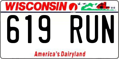 WI license plate 619RUN