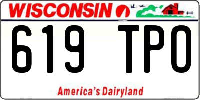 WI license plate 619TPO
