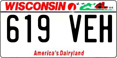 WI license plate 619VEH