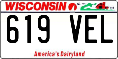WI license plate 619VEL