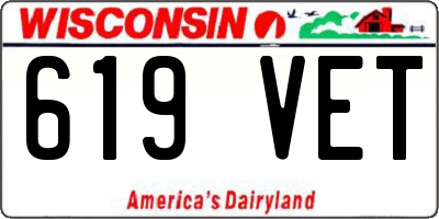 WI license plate 619VET