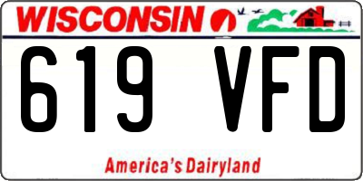 WI license plate 619VFD