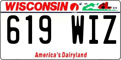 WI license plate 619WIZ
