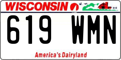 WI license plate 619WMN